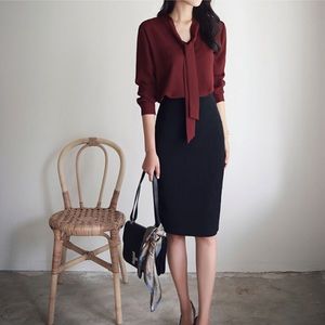 Tops - NEW Red Blouse for Work or Date, Korean Fashion Tops - NEW Red Blouse for Work or Date, Korean Fashion
